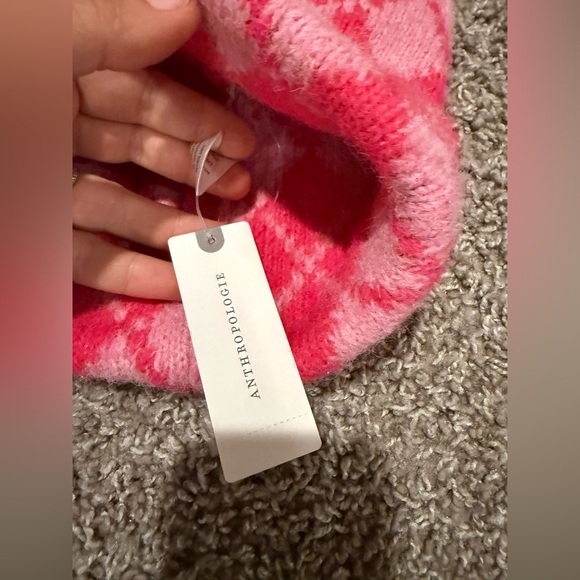 NWT Anthropologie Argyle Beanie Womens Wool blend Pink, one size - Picture 4 of 7